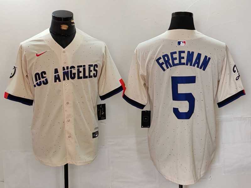 Men%27s Los Angeles Dodgers #5 Freddie Freeman Cream 2024 City Connect Limited Stitched Jersey->los angeles dodgers->MLB Jersey